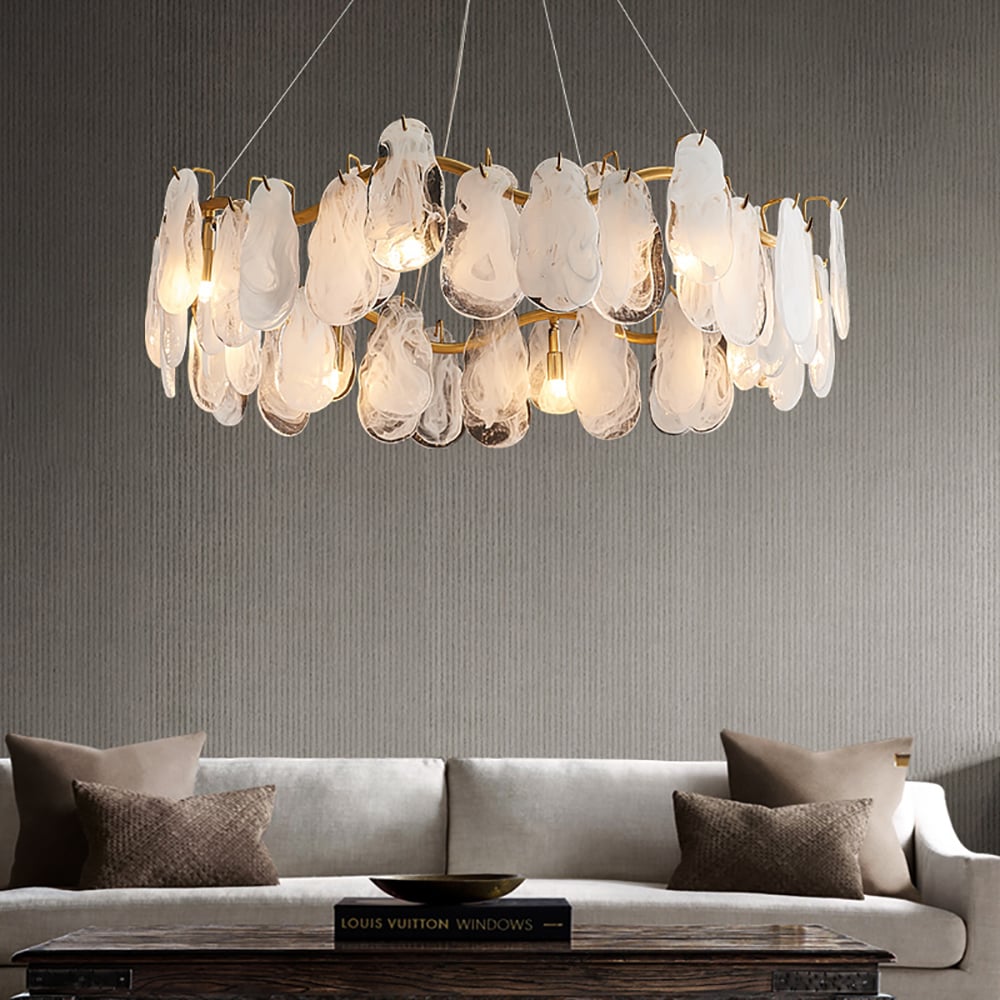 HMR - Cloude Modern Tiered Cloud Glass Chandelier with Adjustable Cables