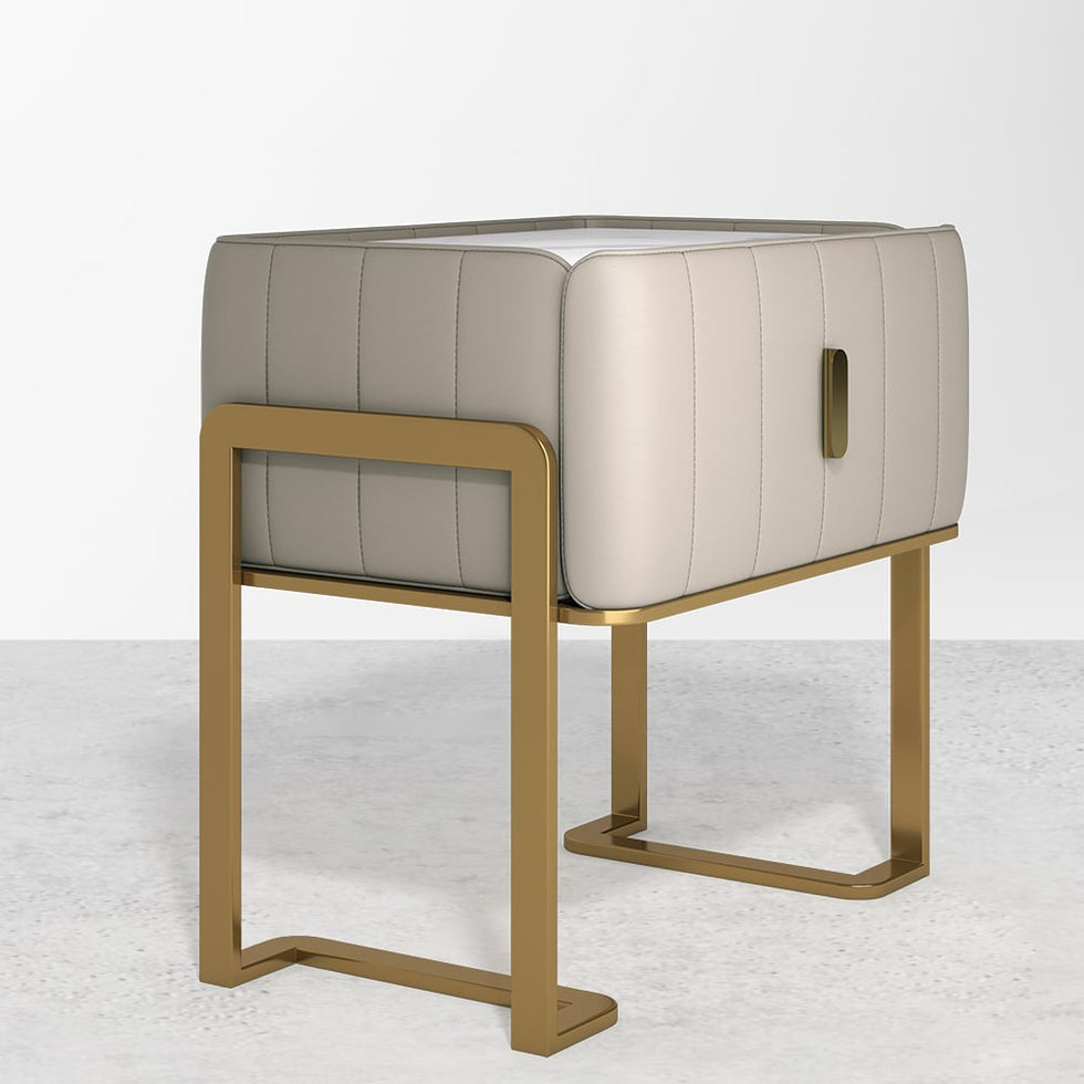 HMR - Modern Nightstand Drawer Bedroom Bedside Table with Sintered Stone Top