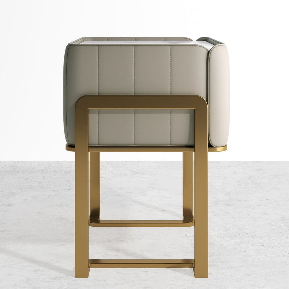 HMR - Modern Nightstand Drawer Bedroom Bedside Table with Sintered Stone Top