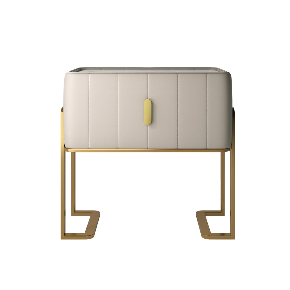 HMR - Modern Nightstand Drawer Bedroom Bedside Table with Sintered Stone Top