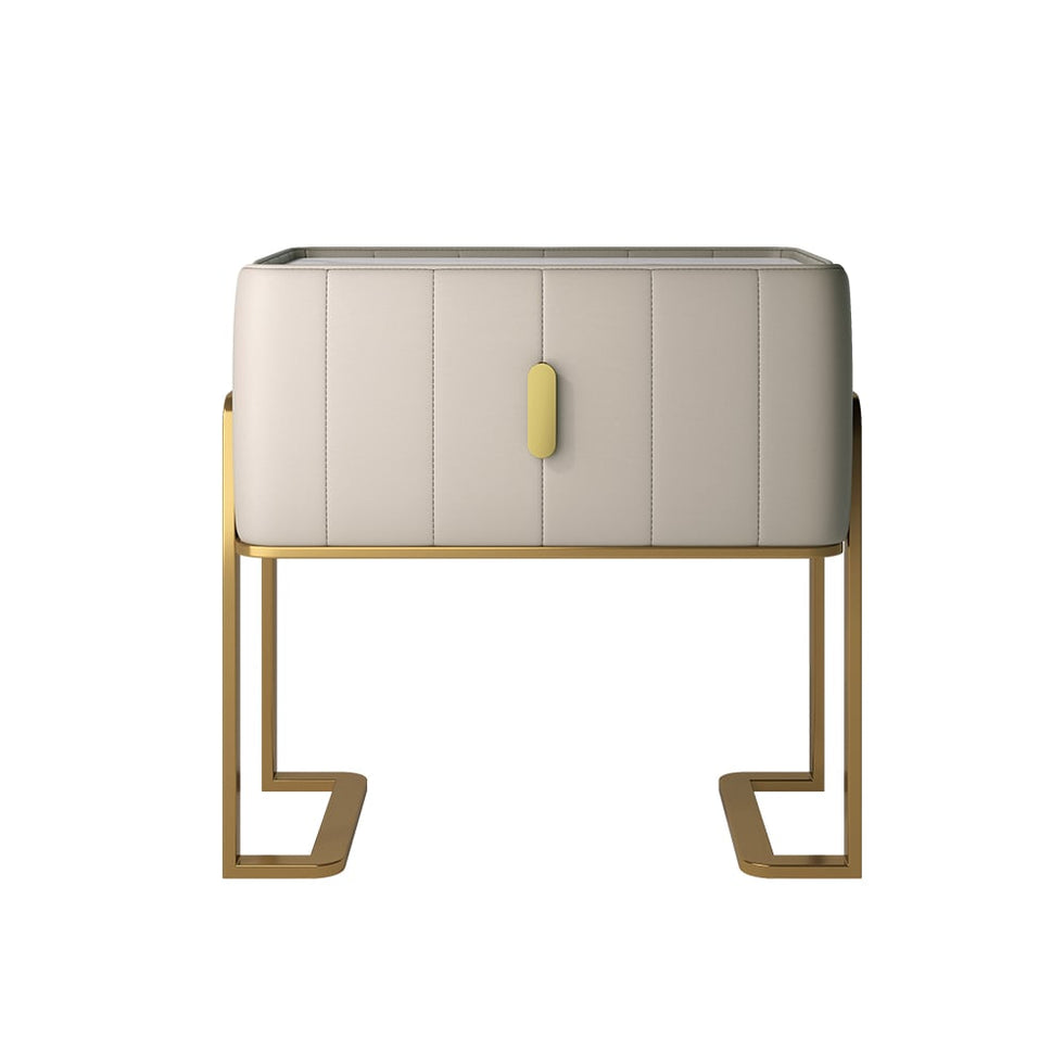 HMR - Modern Nightstand Drawer Bedroom Bedside Table with Sintered Stone Top