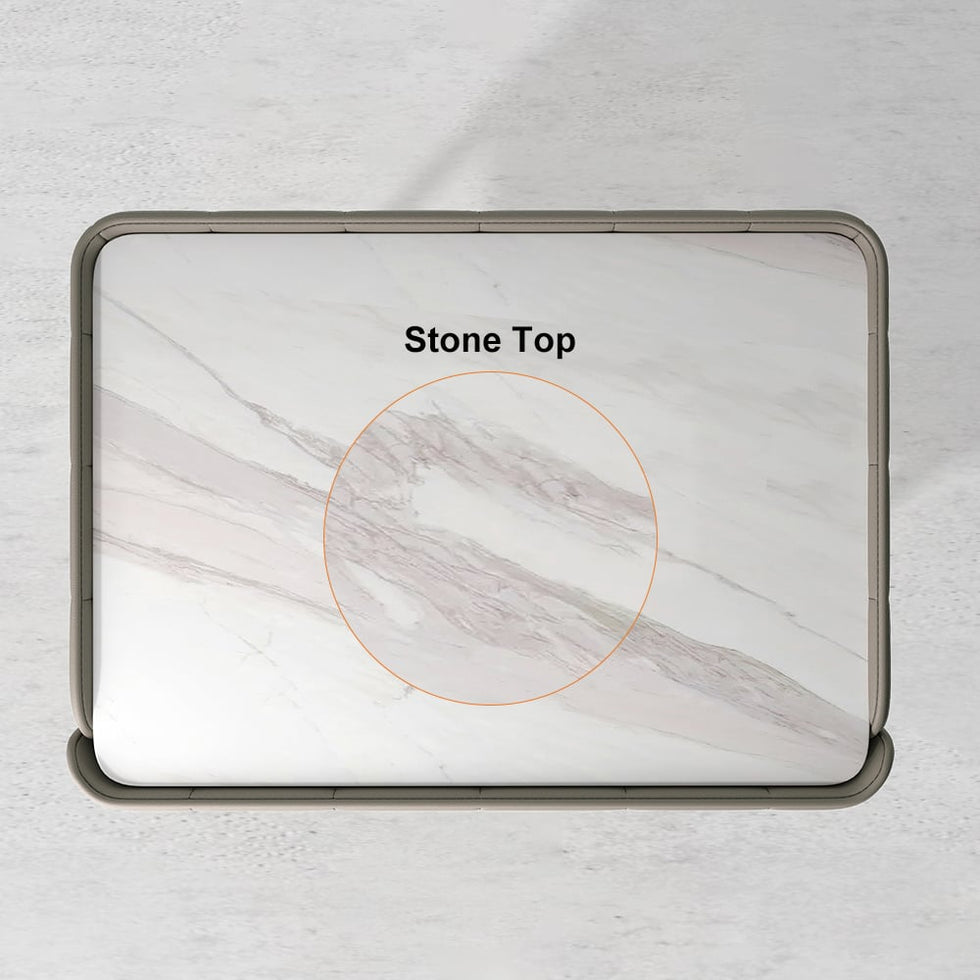 HMR - Modern Nightstand Drawer Bedroom Bedside Table with Sintered Stone Top