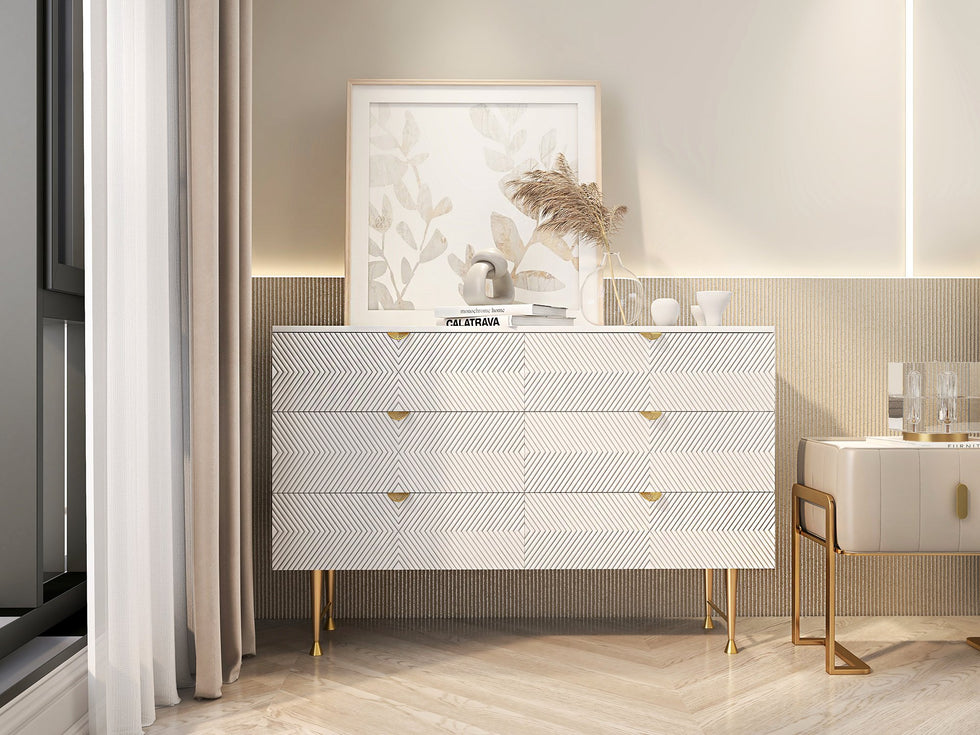 HMR - Modern Nightstand Drawer Bedroom Bedside Table with Sintered Stone Top