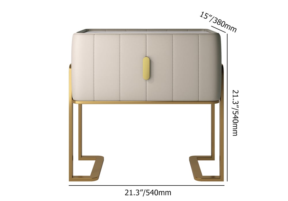 HMR - Modern Nightstand Drawer Bedroom Bedside Table with Sintered Stone Top