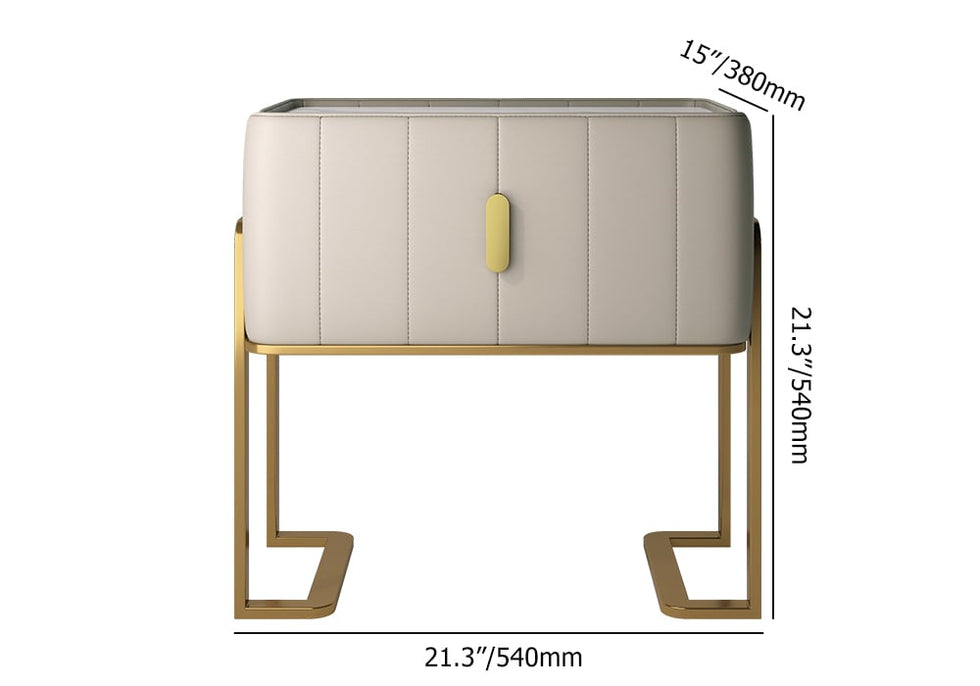 HMR - Modern Nightstand Drawer Bedroom Bedside Table with Sintered Stone Top