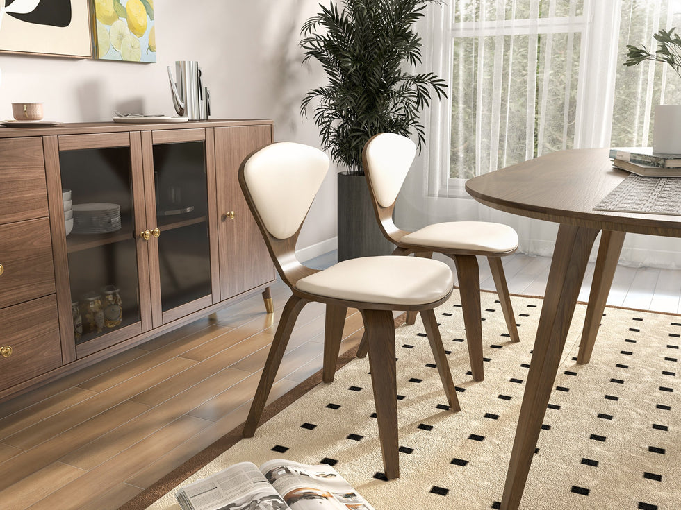 HMR - Ultic Modern Rectangle Sideboard Buffet with Ample Storages & Doors in Walnut
