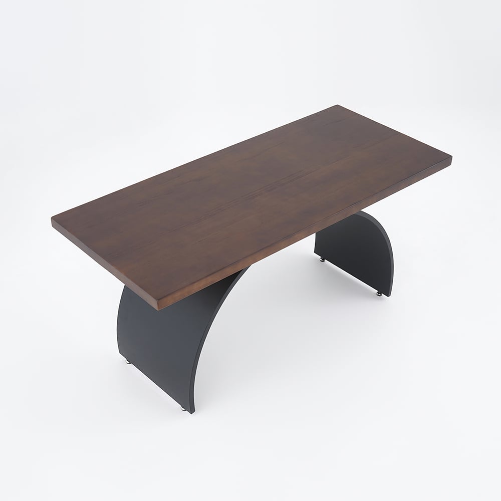 HMR - Modern Industrial Rectangular Wood Metal Base Office Desk