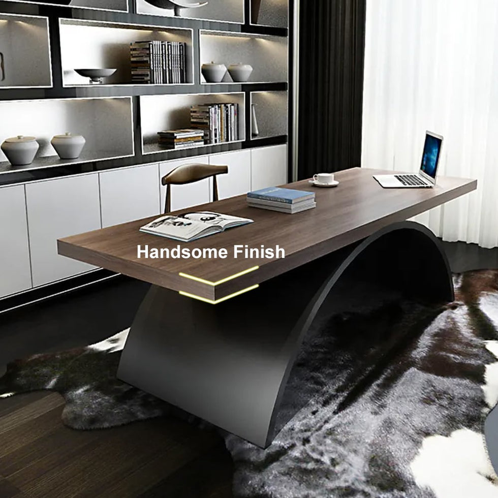 HMR - Modern Industrial Rectangular Wood Metal Base Office Desk