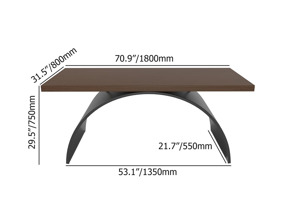 HMR - Modern Industrial Rectangular Wood Metal Base Office Desk