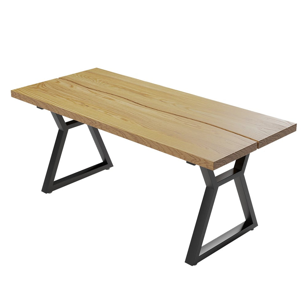 HMR - Farmhouse Dining Table with Wood Top and Metal Frame in 70.9"L