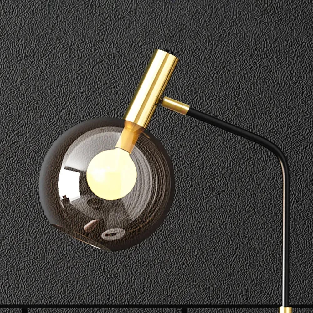 HMR - 67" Modern Tray Table Floor Lamp 1-Light Cognac Dome Glass Shade
