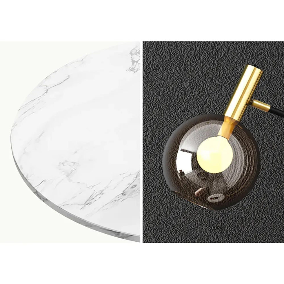 HMR - 67" Modern Tray Table Floor Lamp 1-Light Cognac Dome Glass Shade