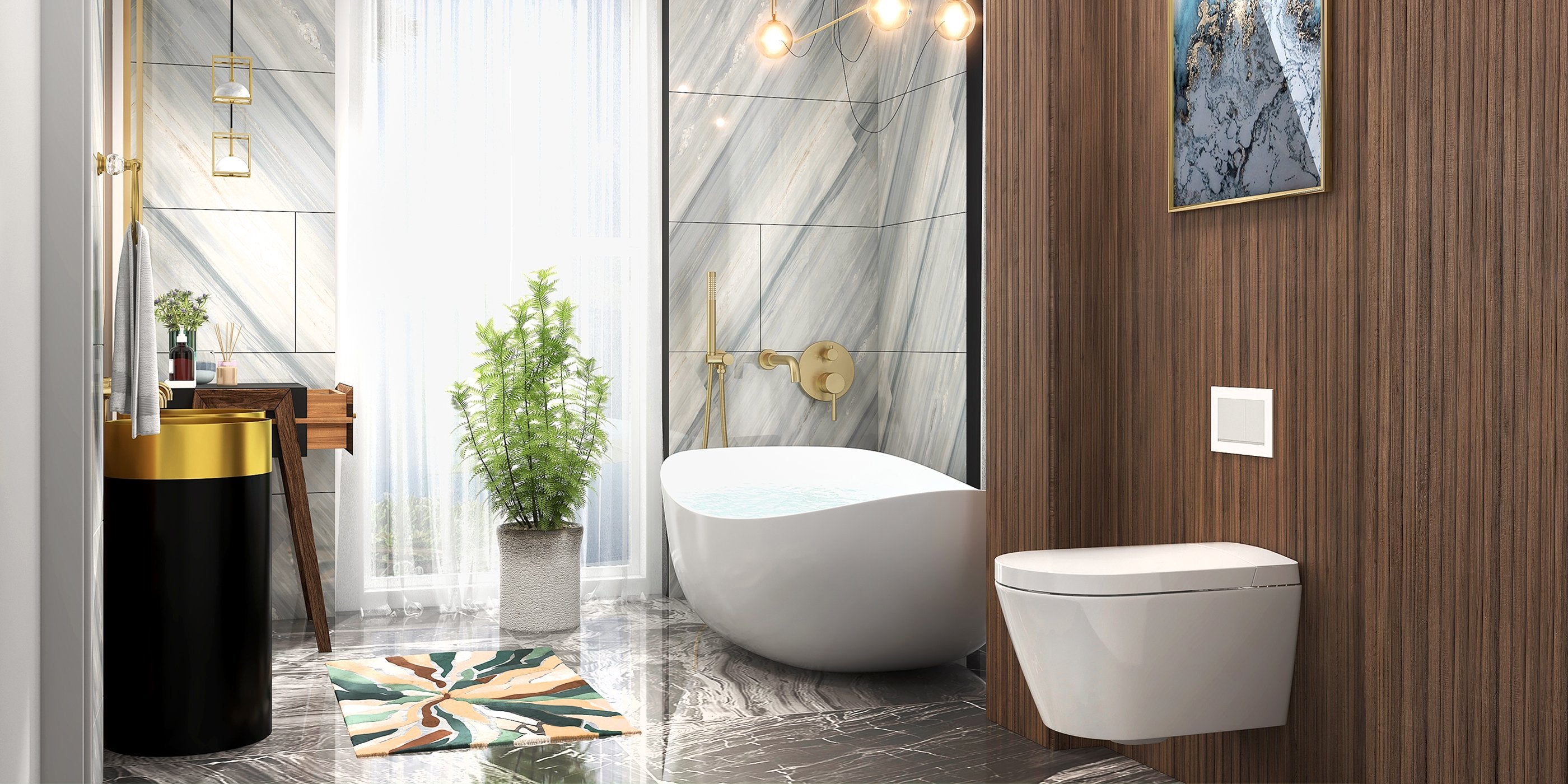 HMR - Modern Luxury Round Stainless Steel Sink Pedestal Sink Freestanding