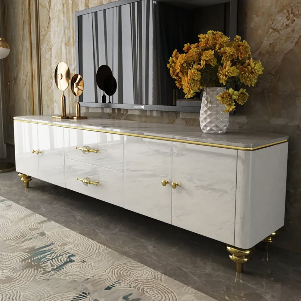 HMR - Chift Modern TV Stand 4-Door 2-Drawer Luxurious Media Console for TVs Up to 85"