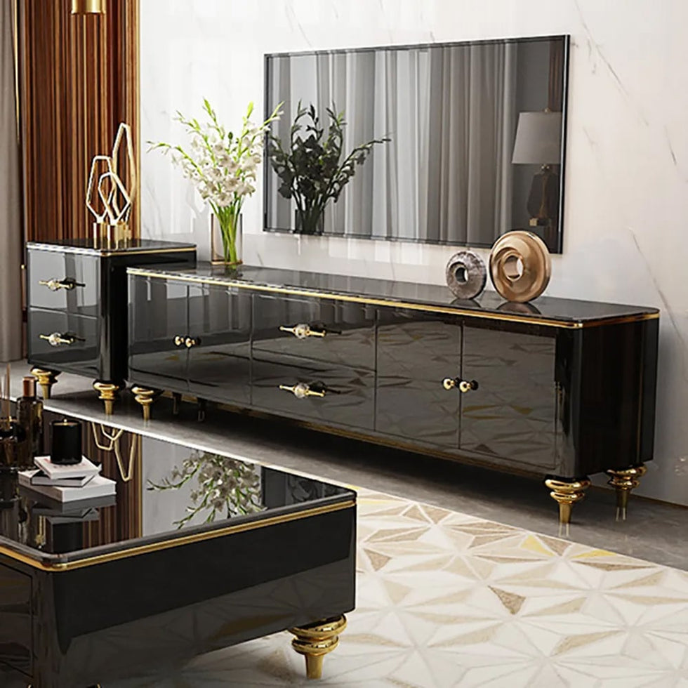 HMR - Chift Modern TV Stand 4-Door 2-Drawer Luxurious Media Console for TVs Up to 85"
