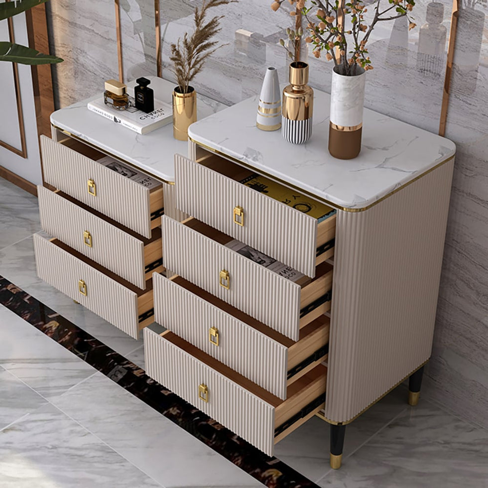 HMR - 4-Drawer Basso-Relievo Chest in Off-White, Medium