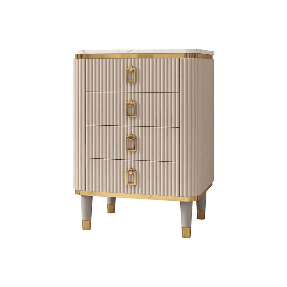 HMR - 4-Drawer Basso-Relievo Chest in Off-White, Medium