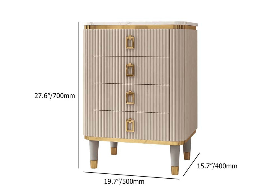HMR - 4-Drawer Basso-Relievo Chest in Off-White, Medium