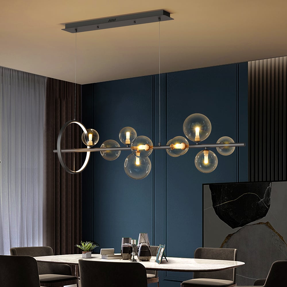 HMR - Bubi Modern Linear Kitchen Island Light with Glass Globe Shade