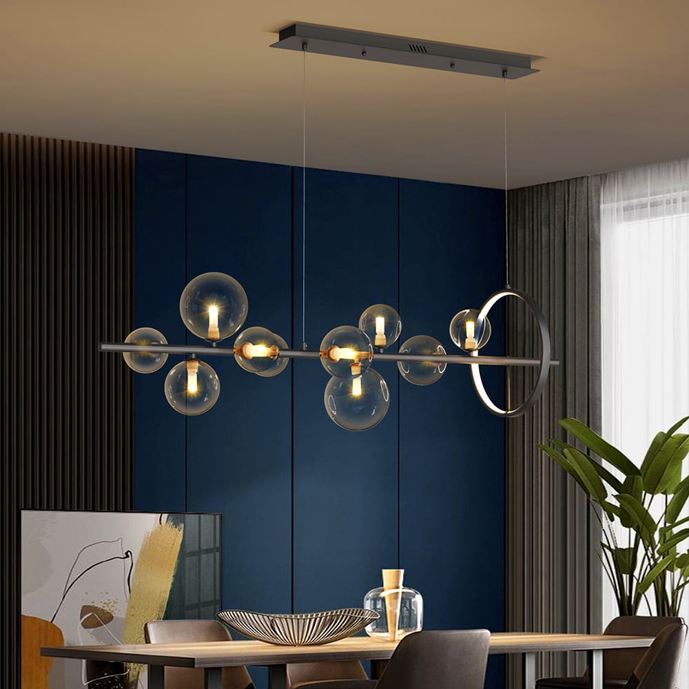 HMR - Bubi Modern Linear Kitchen Island Light with Glass Globe Shade