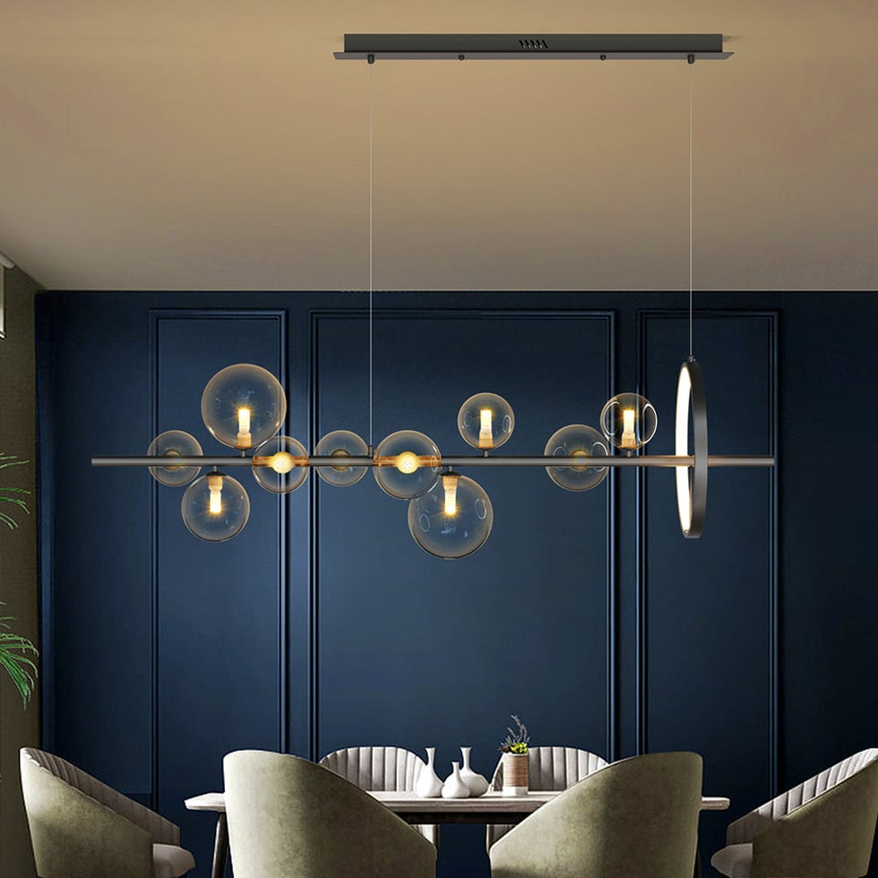 HMR - Bubi Modern Linear Kitchen Island Light with Glass Globe Shade