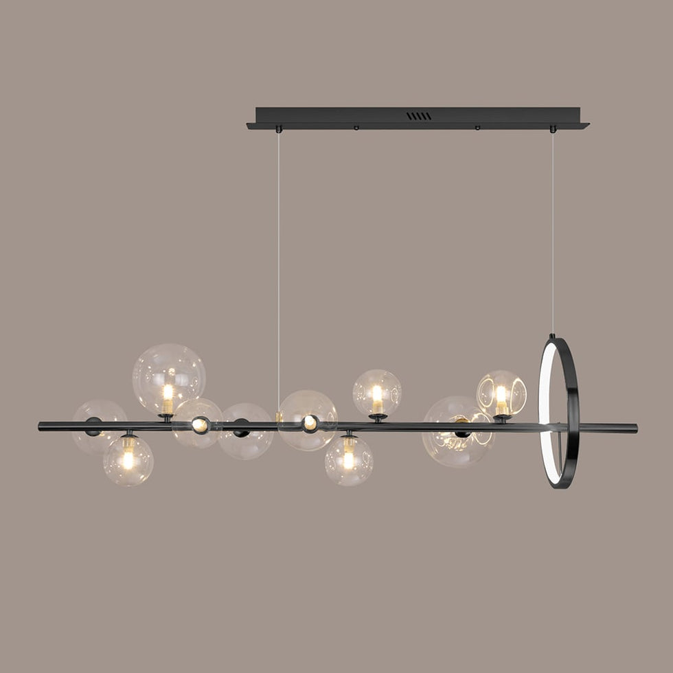 HMR - Bubi Modern Linear Kitchen Island Light with Glass Globe Shade