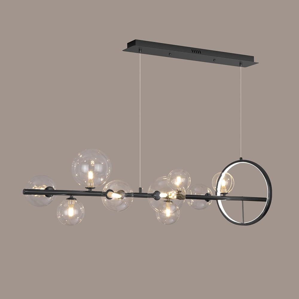 HMR - Bubi Modern Linear Kitchen Island Light with Glass Globe Shade