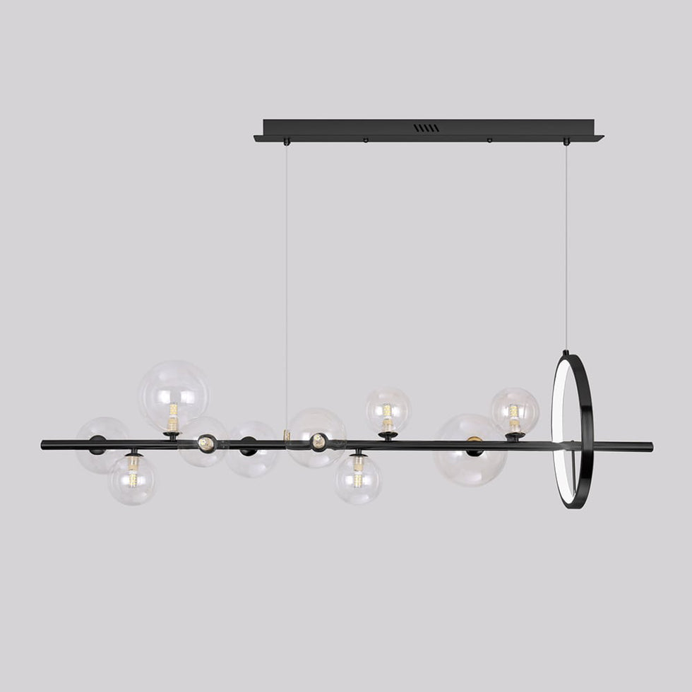HMR - Bubi Modern Linear Kitchen Island Light with Glass Globe Shade