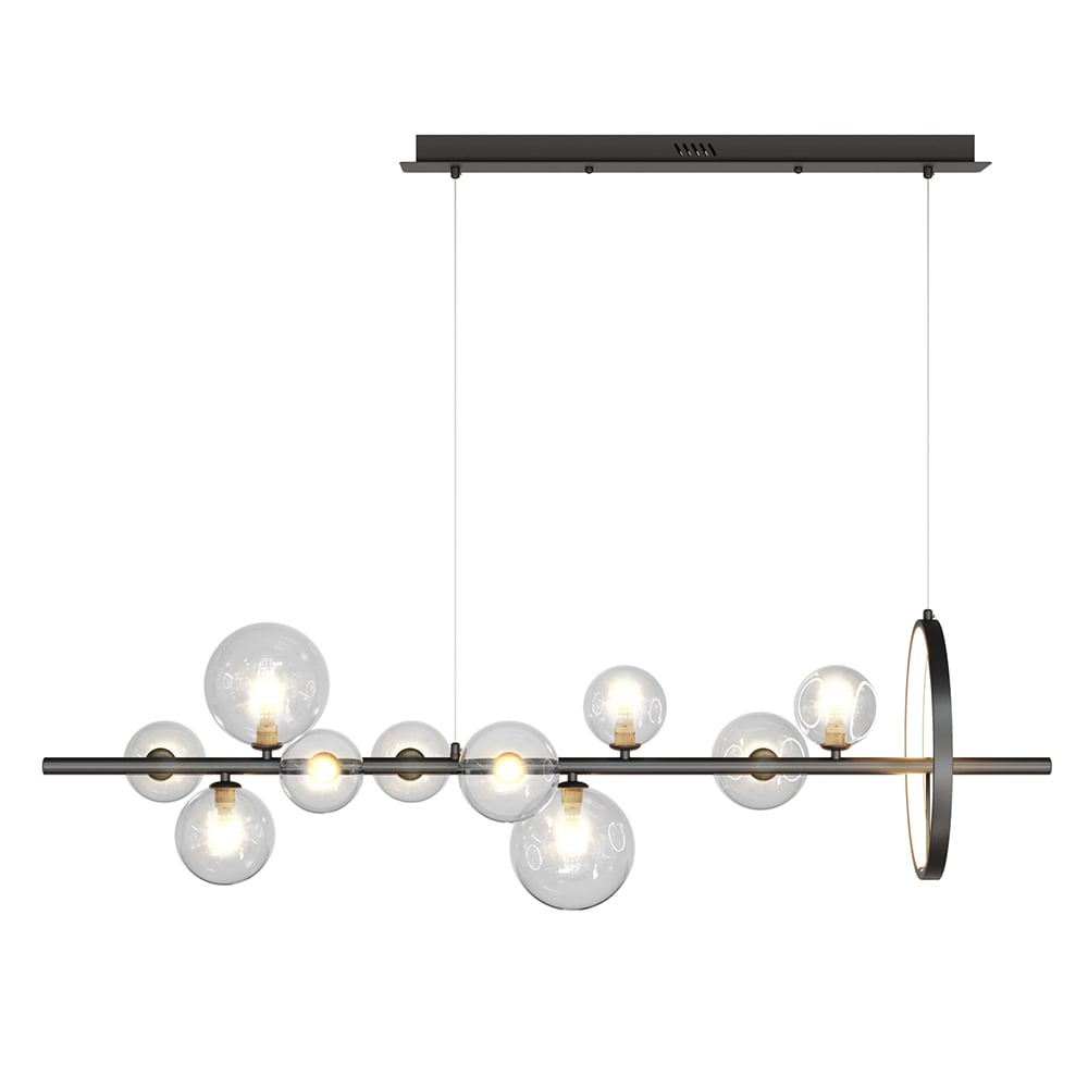 HMR - Bubi Modern Linear Kitchen Island Light with Glass Globe Shade