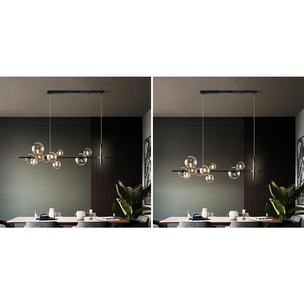 HMR - Bubi Modern Linear Kitchen Island Light with Glass Globe Shade