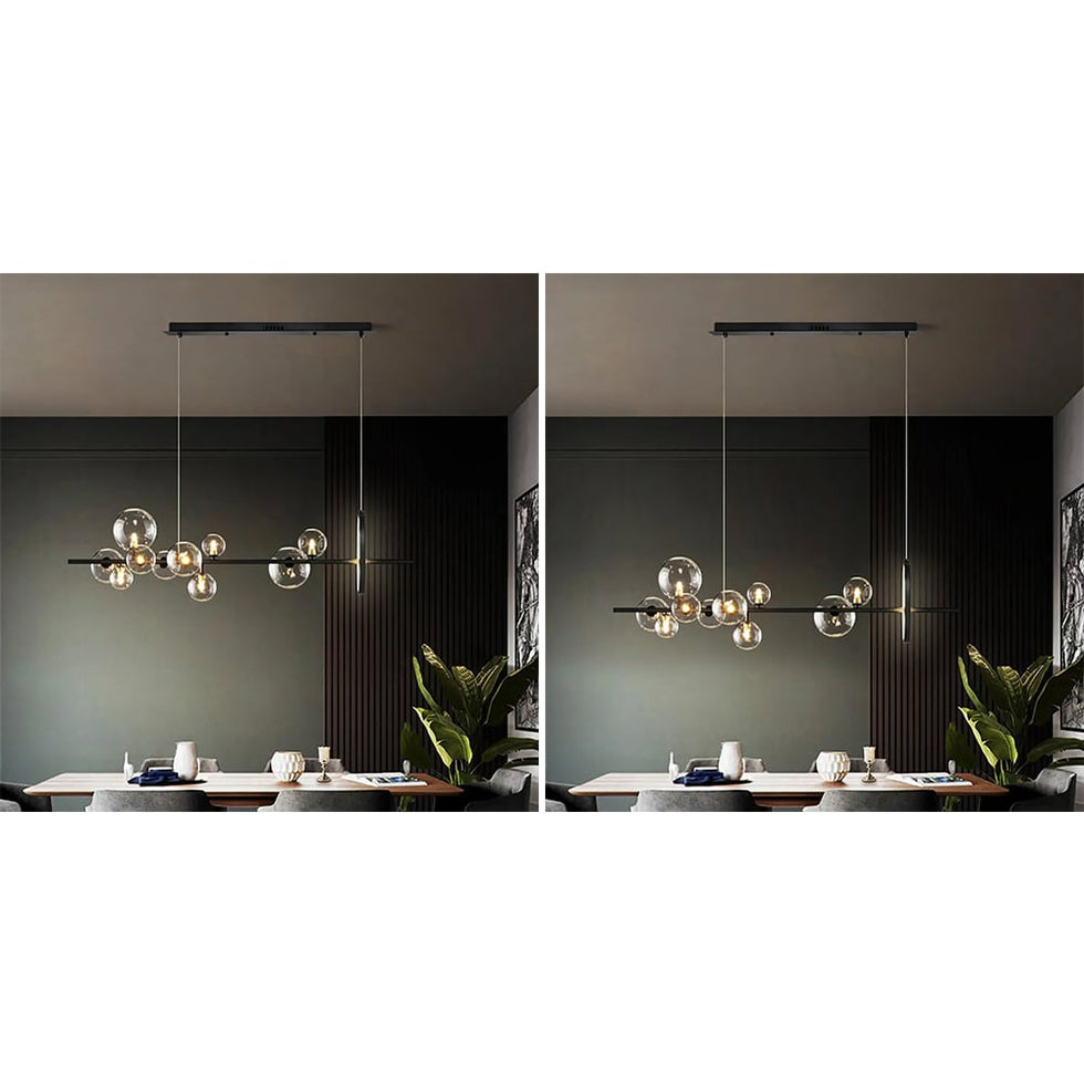 HMR - Bubi Modern Linear Kitchen Island Light with Glass Globe Shade