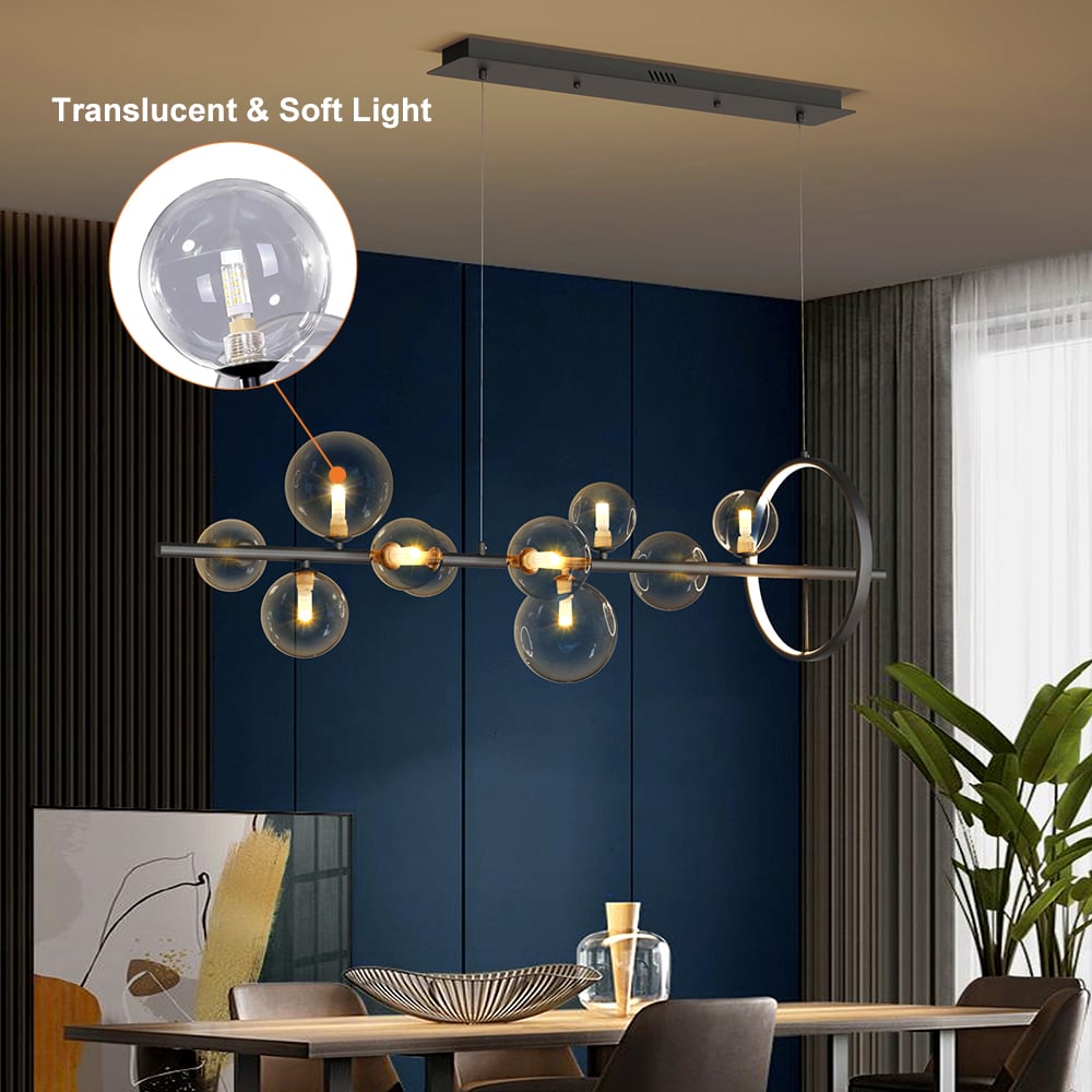 HMR - Bubi Modern Linear Kitchen Island Light with Glass Globe Shade