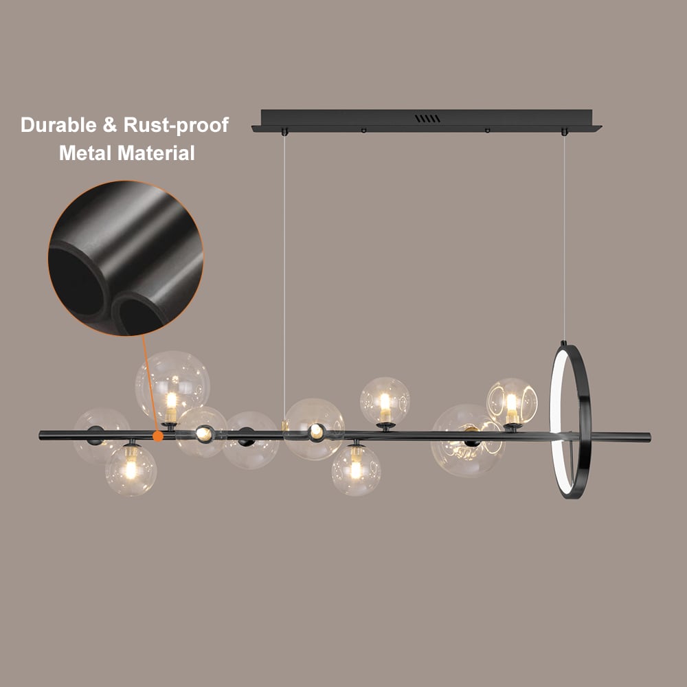 HMR - Bubi Modern Linear Kitchen Island Light with Glass Globe Shade