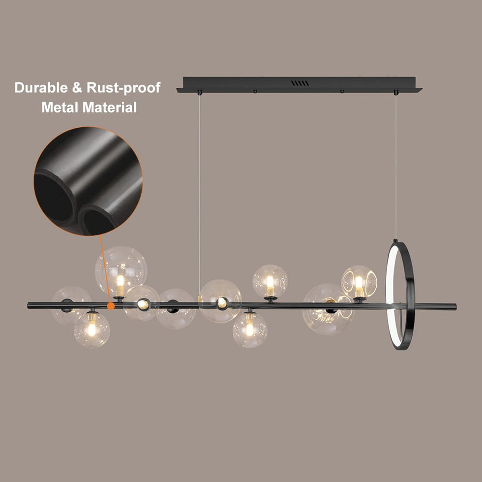 HMR - Bubi Modern Linear Kitchen Island Light with Glass Globe Shade
