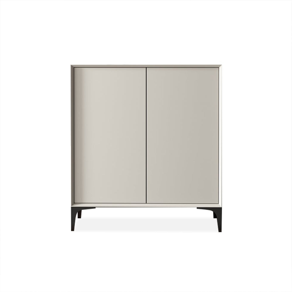 HMR - Nordic Minimalist Off White Wooden Shoe Cabinet with 2-Door 10-Shelf