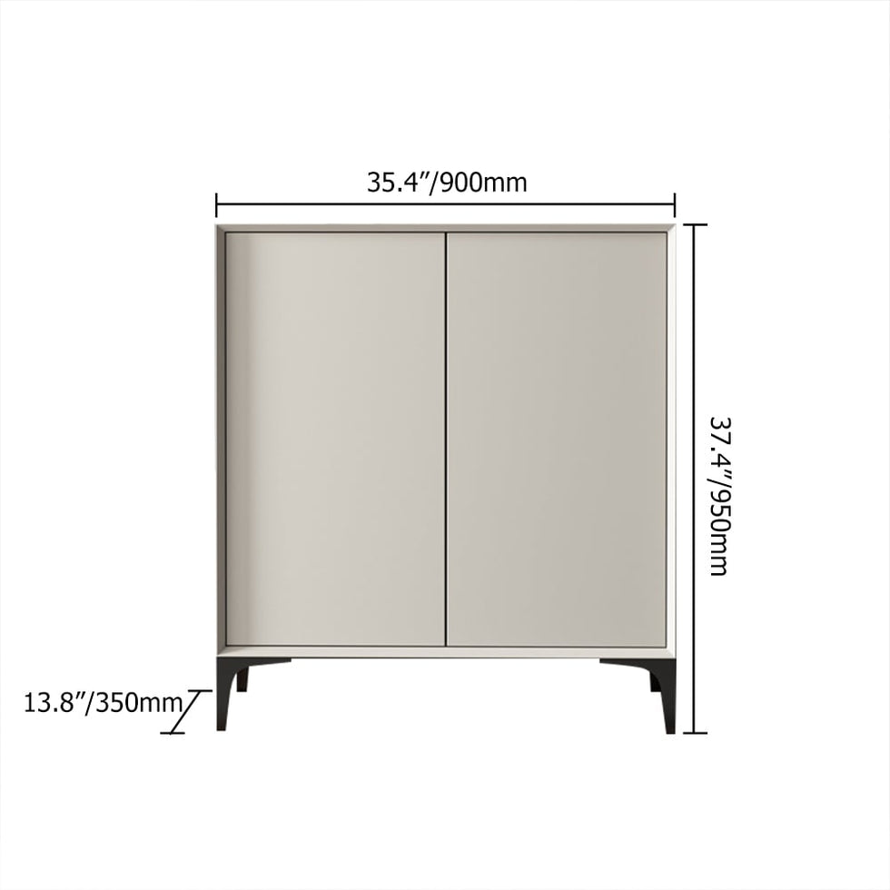 HMR - Nordic Minimalist Off White Wooden Shoe Cabinet with 2-Door 10-Shelf