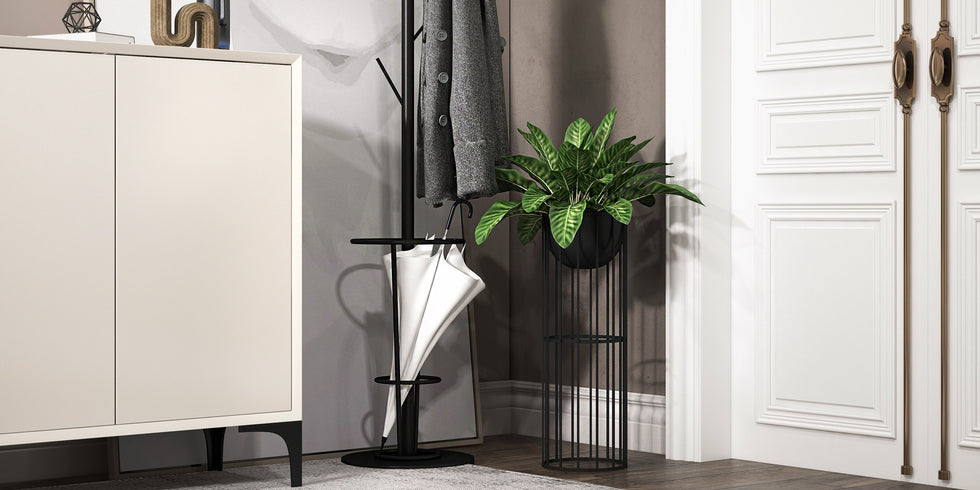 HMR - Nordic Minimalist Off White Wooden Shoe Cabinet with 2-Door 10-Shelf
