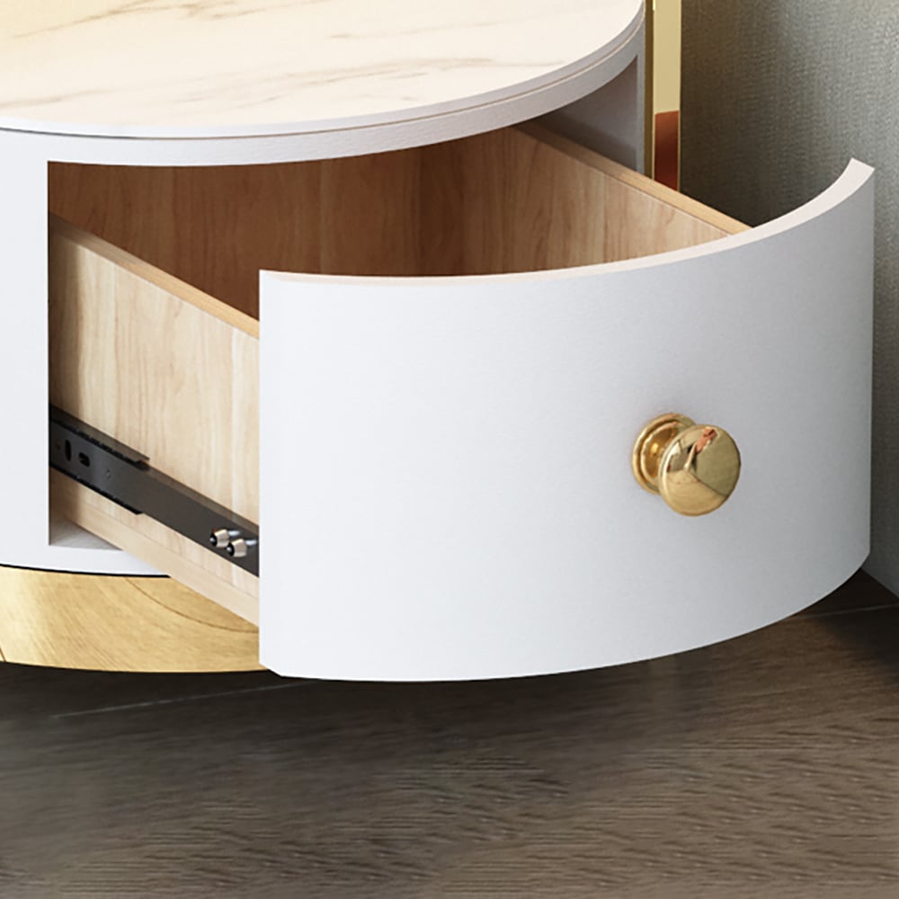 HMR - Modern Nightstand with LED Light Bedside Table with Wireless Charging & USB Port