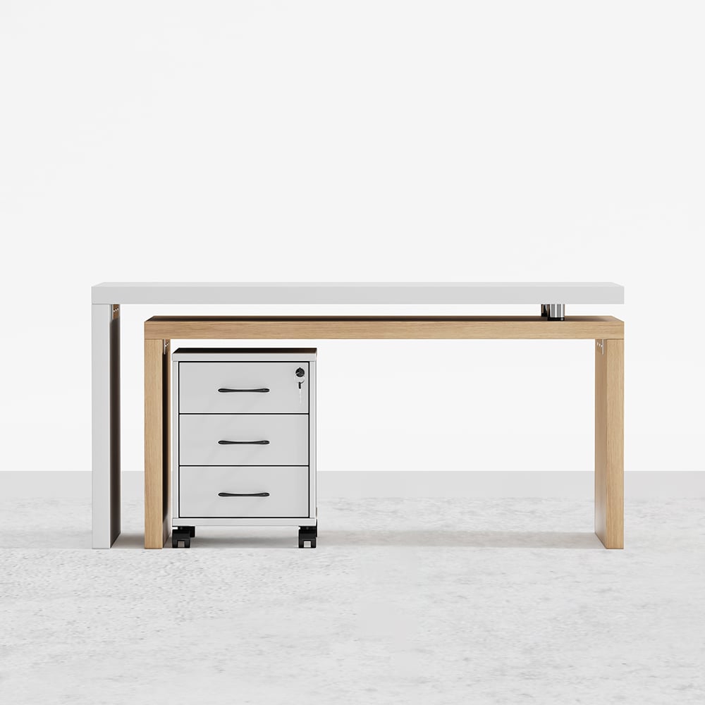 HMR - 598 Modern Rotatable LShaped Executive Desk with Movable File Cabinet