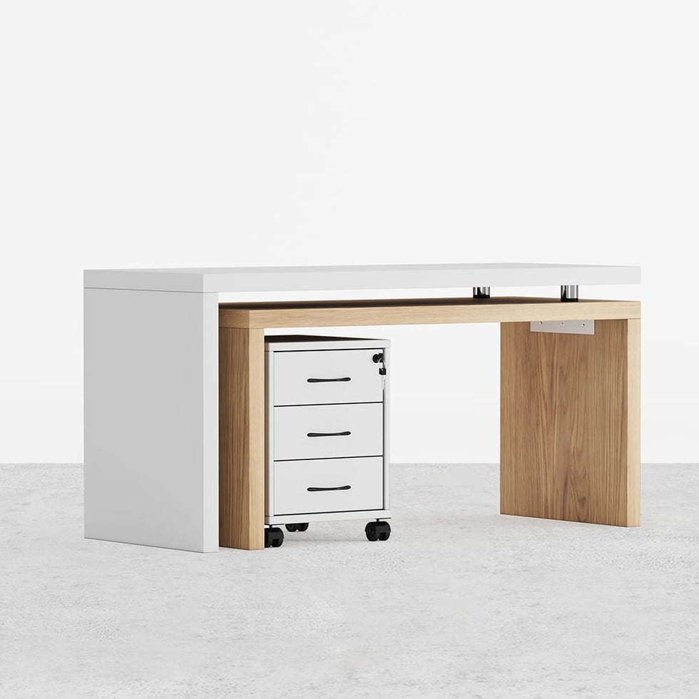 HMR - 598 Modern Rotatable LShaped Executive Desk with Movable File Cabinet