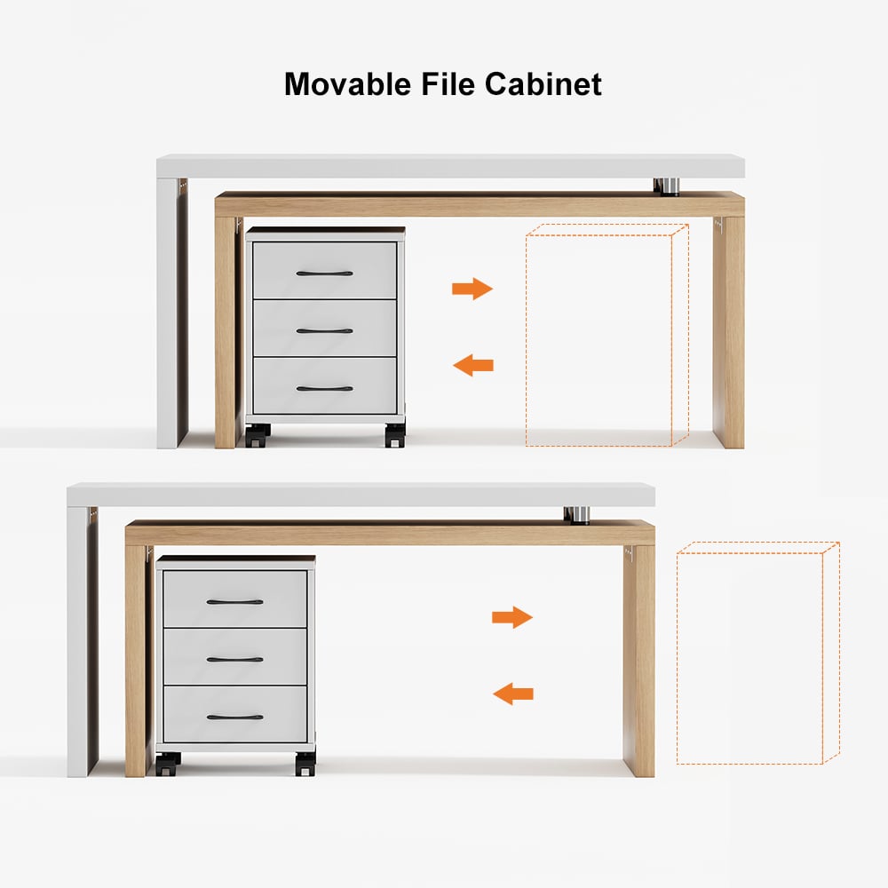 HMR - 598 Modern Rotatable LShaped Executive Desk with Movable File Cabinet