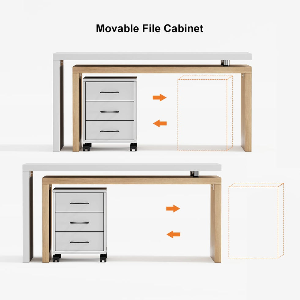 HMR - 598 Modern Rotatable LShaped Executive Desk with Movable File Cabinet