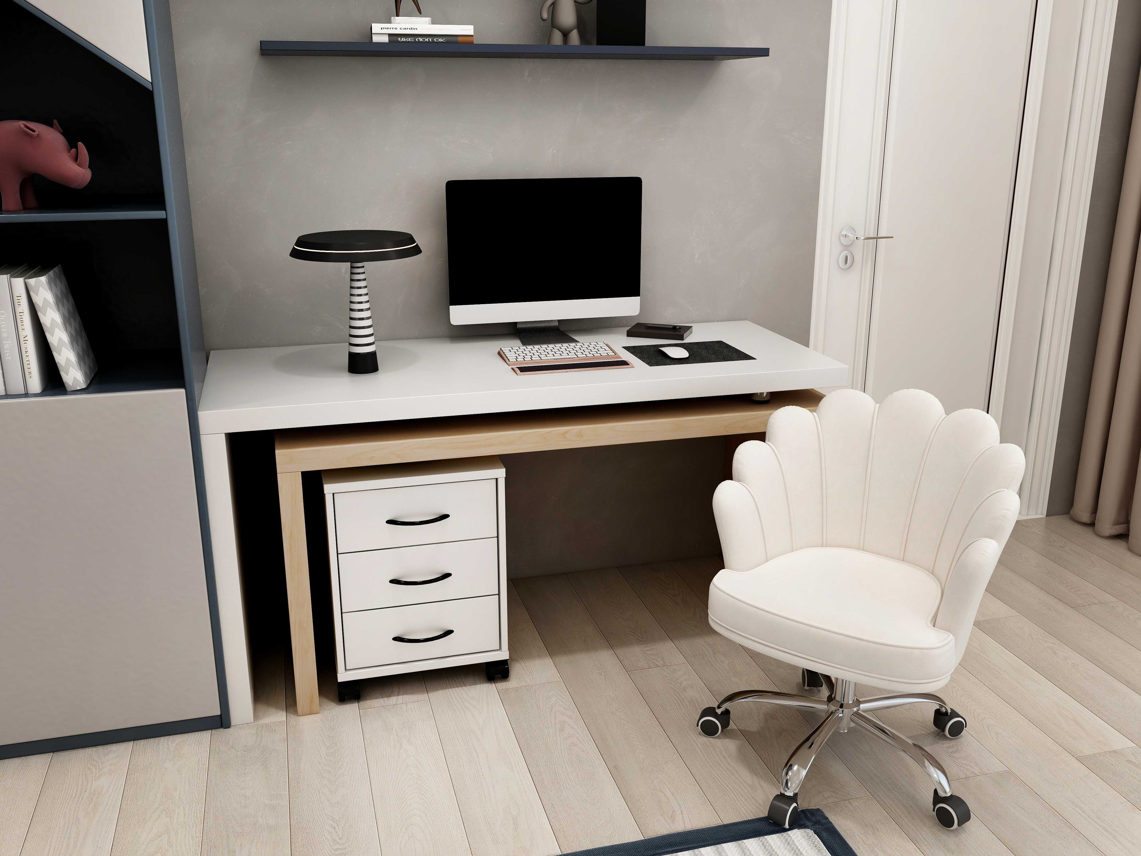 HMR - 598 Modern Rotatable LShaped Executive Desk with Movable File Cabinet