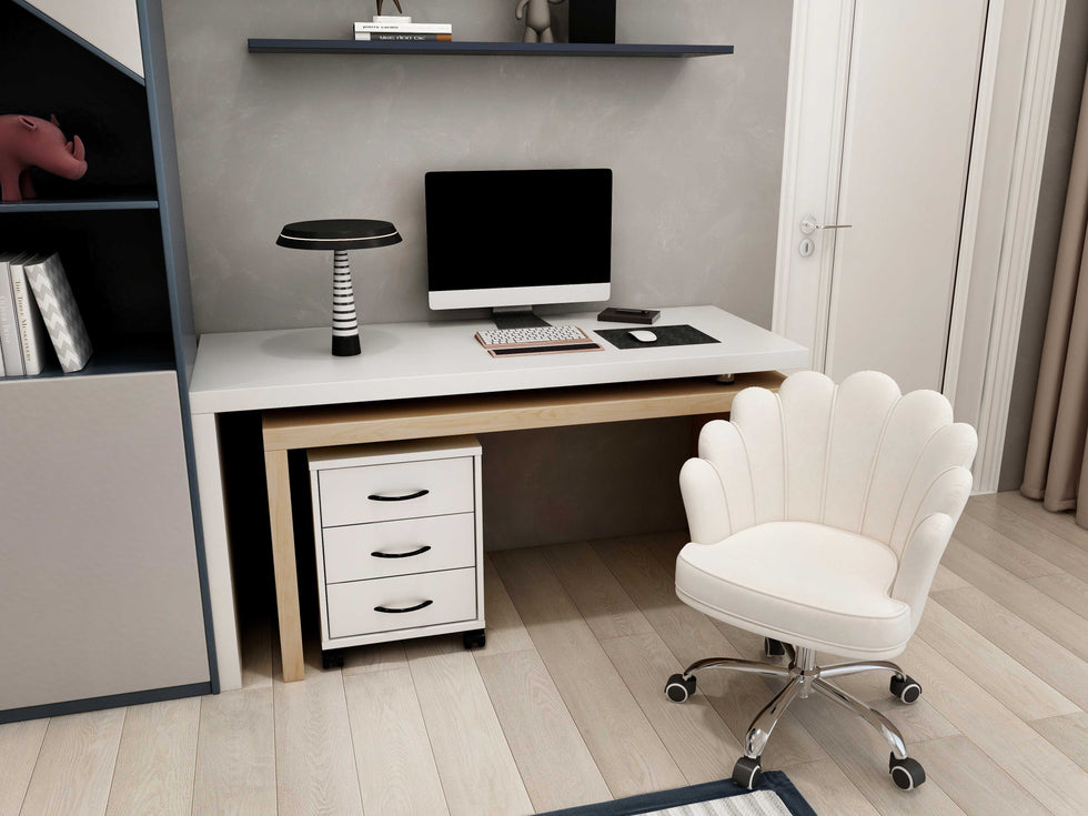 HMR - 598 Modern Rotatable LShaped Executive Desk with Movable File Cabinet