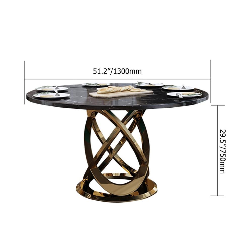 HMR - Modern Style Round Faux Marble Dining Table Seats 4-6 People