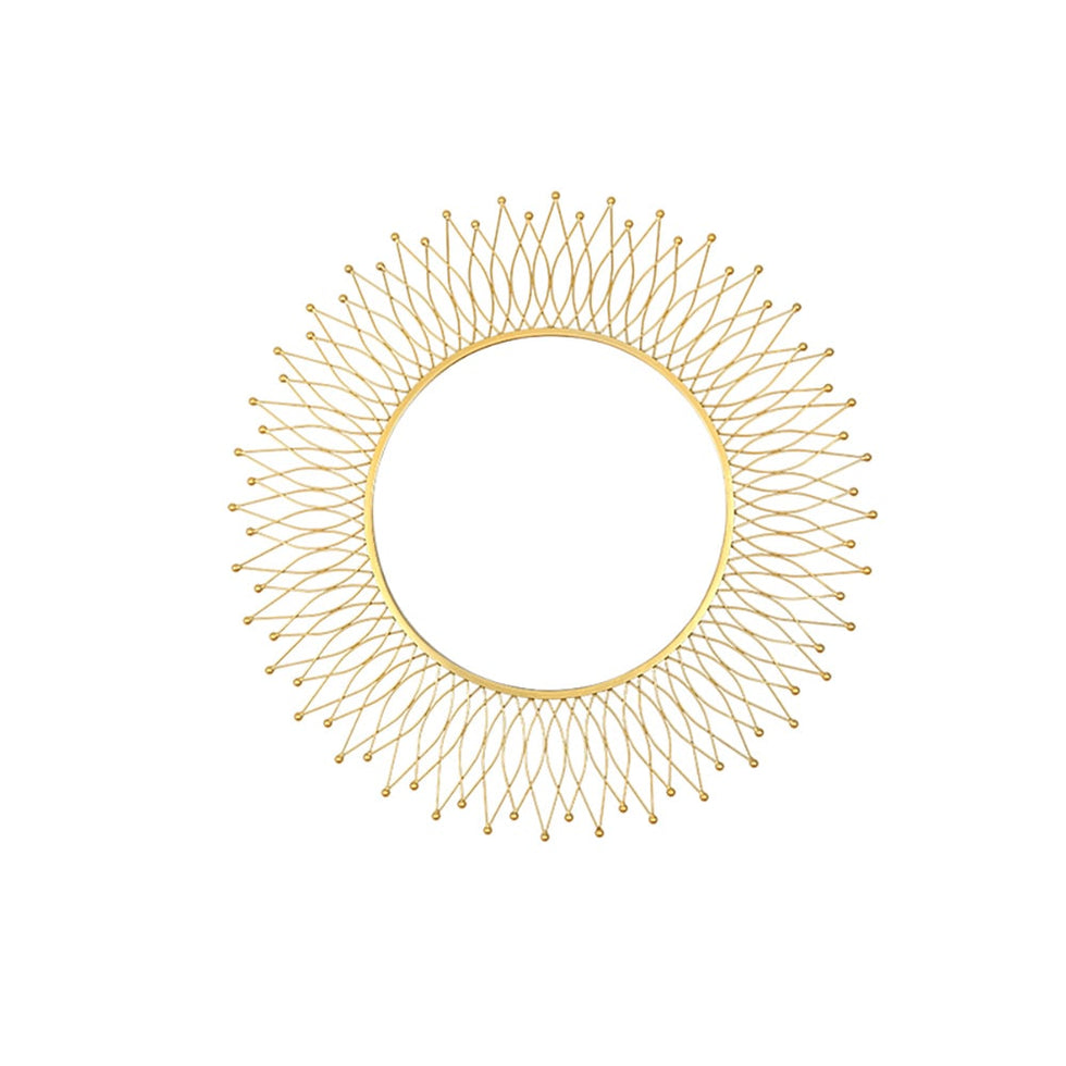 HMR - Modern & Luxury Round Gold Sun Metal Wall Mirror Decorative Art