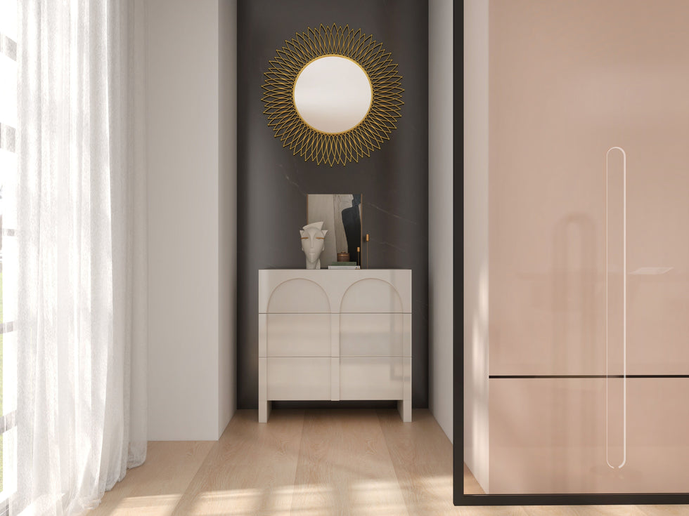 HMR - Modern & Luxury Round Gold Sun Metal Wall Mirror Decorative Art