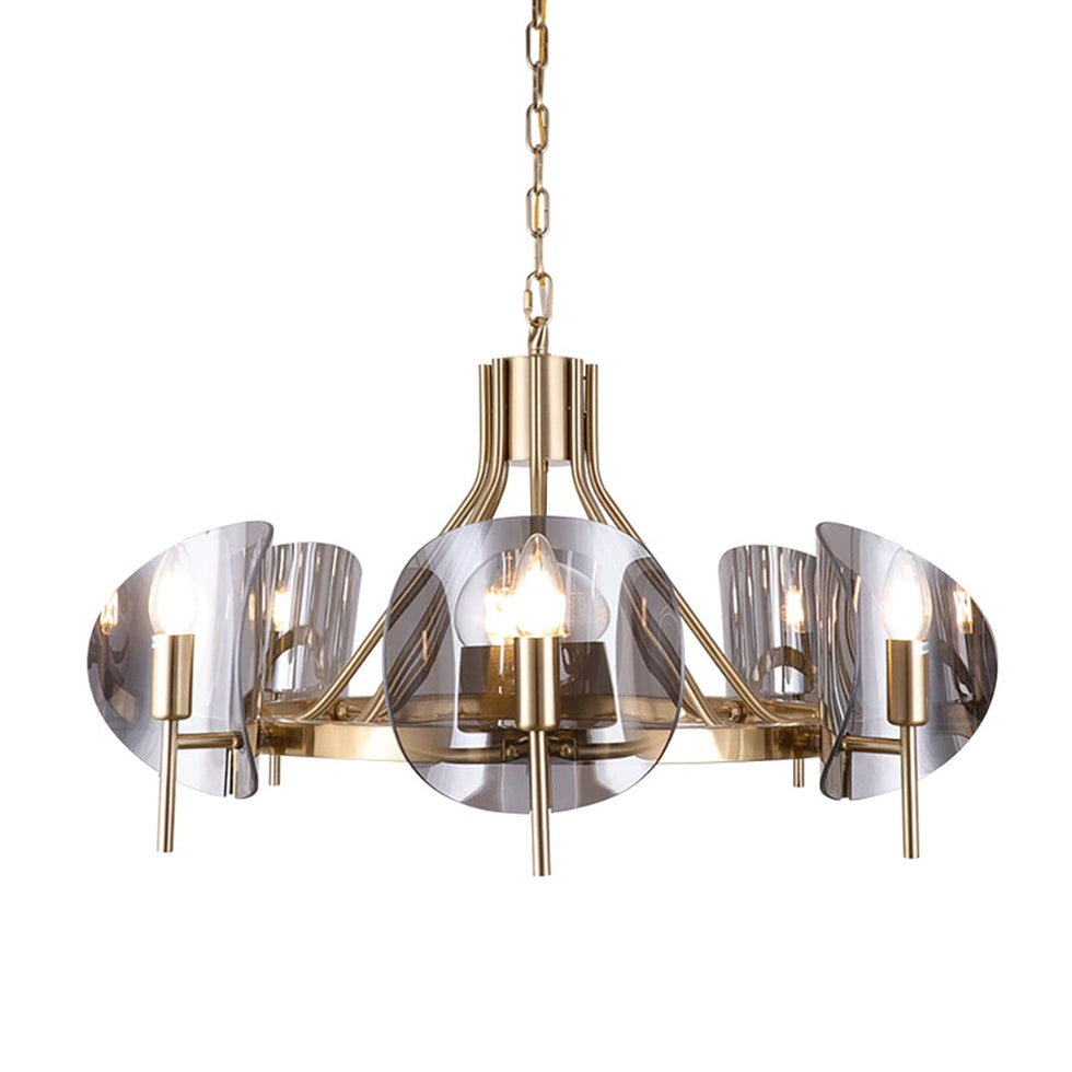HMR - Modern Wagon Wheel 6-Light Chandelier Acrylic and Steel Frame