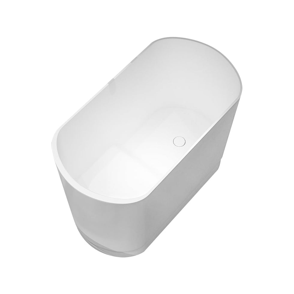 HMR - 40" Japanese Modern Deep Oval Freestanding Stone Resin Soaking Bathtub