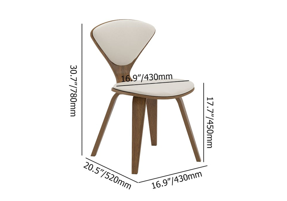 HMR - MidCentury Modern Dining Chairs PU Leather Upholstery Walnut White